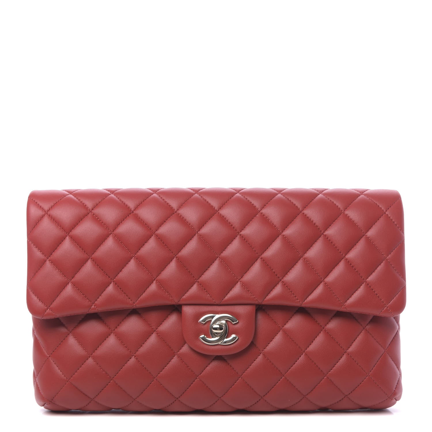 Chanel Lambskin Quilted Flap Clutch Red 1 of 10