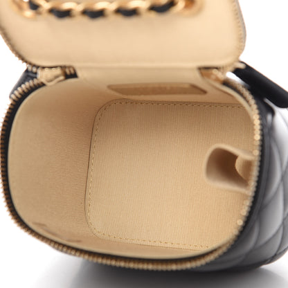 Chanel Lambskin Quilted Mini Pearl Crush Vanity Case With Chain Black 8 of 17