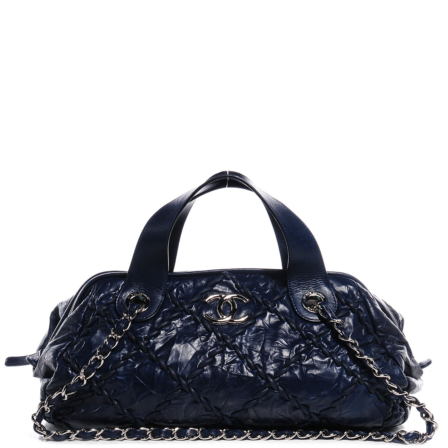 Chanel Calfskin Ultra Stitch Bowler Navy 1 of 7