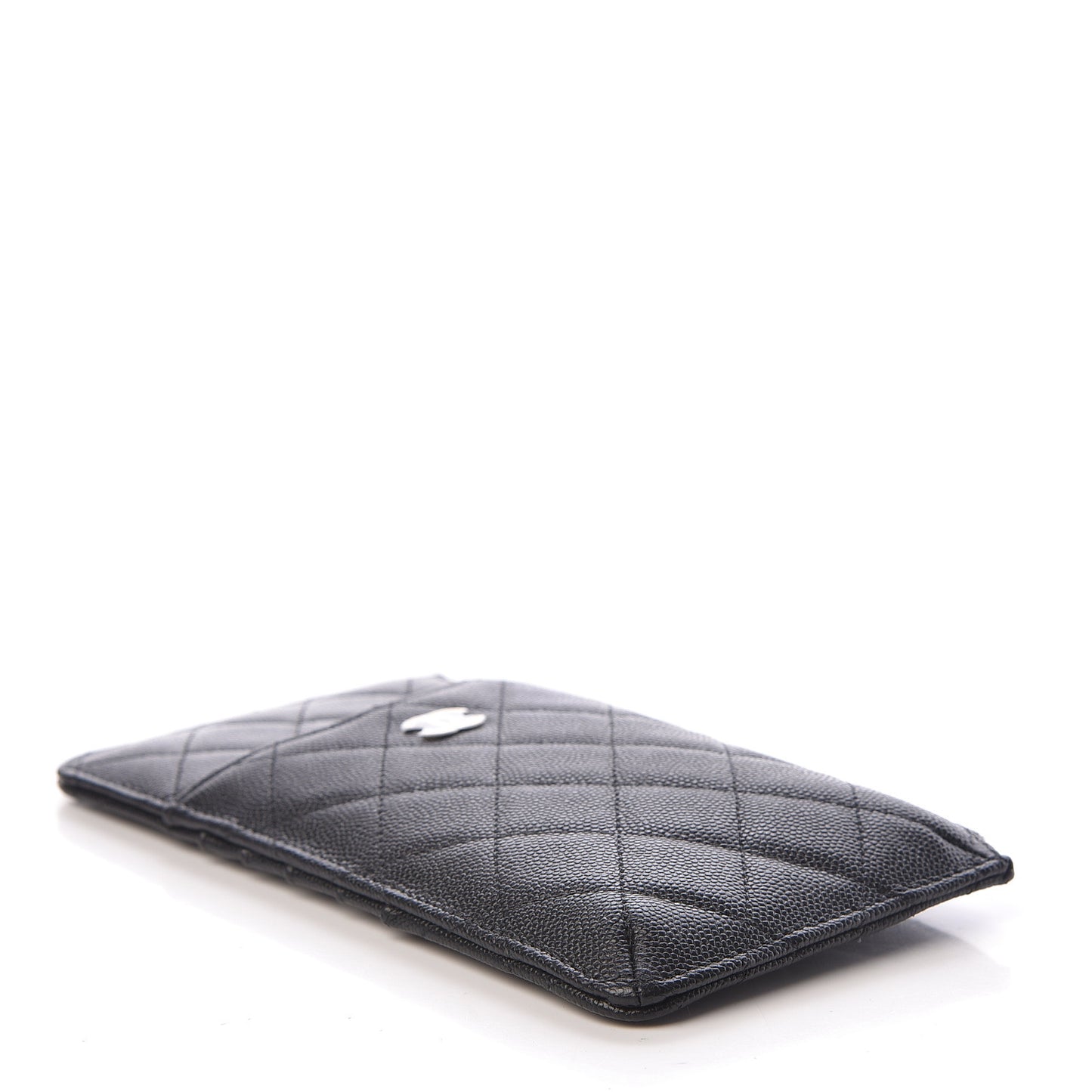 Caviar Quilted Classic Flat Wallet Pouch Black