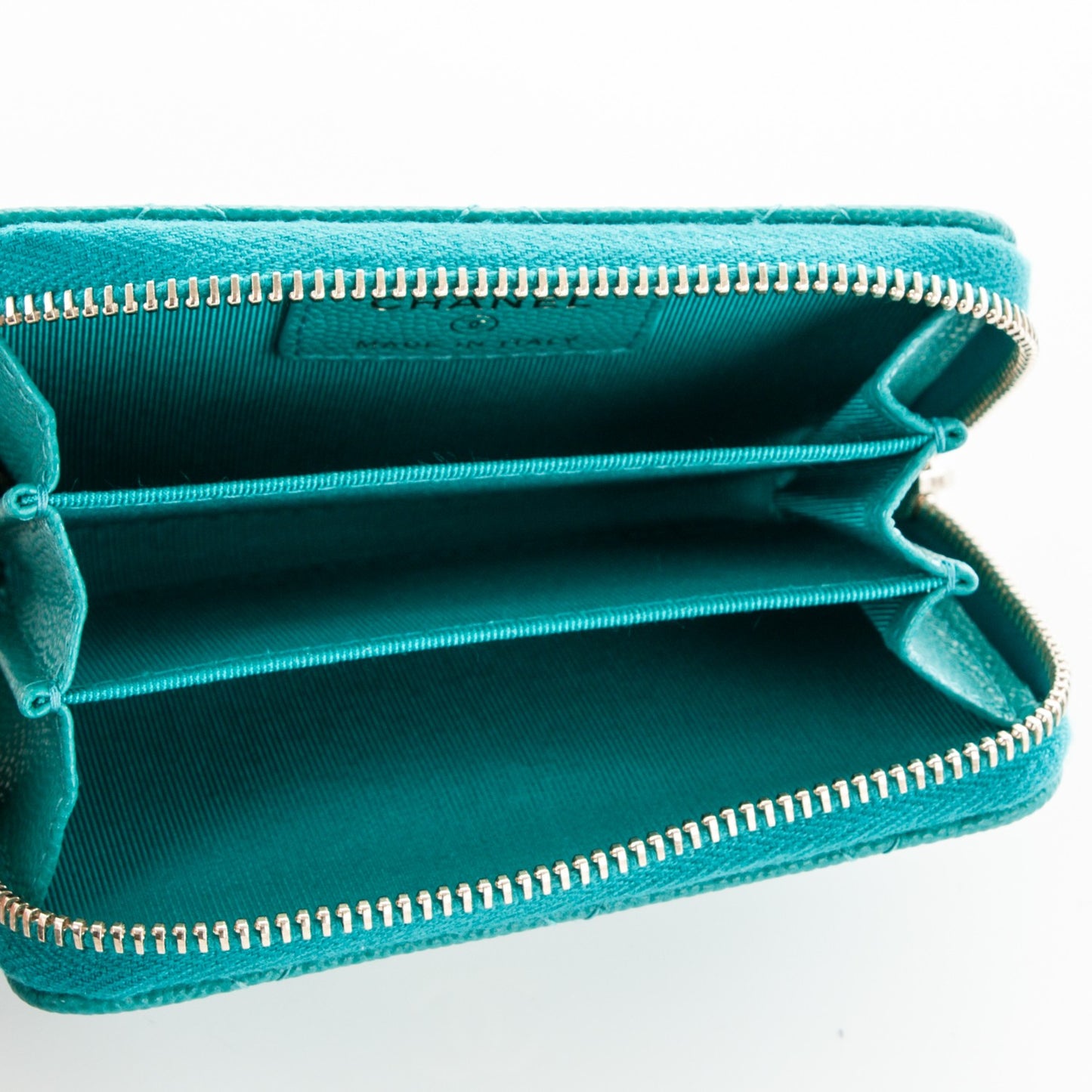 Caviar Quilted Zip Coin Purse Turquoise