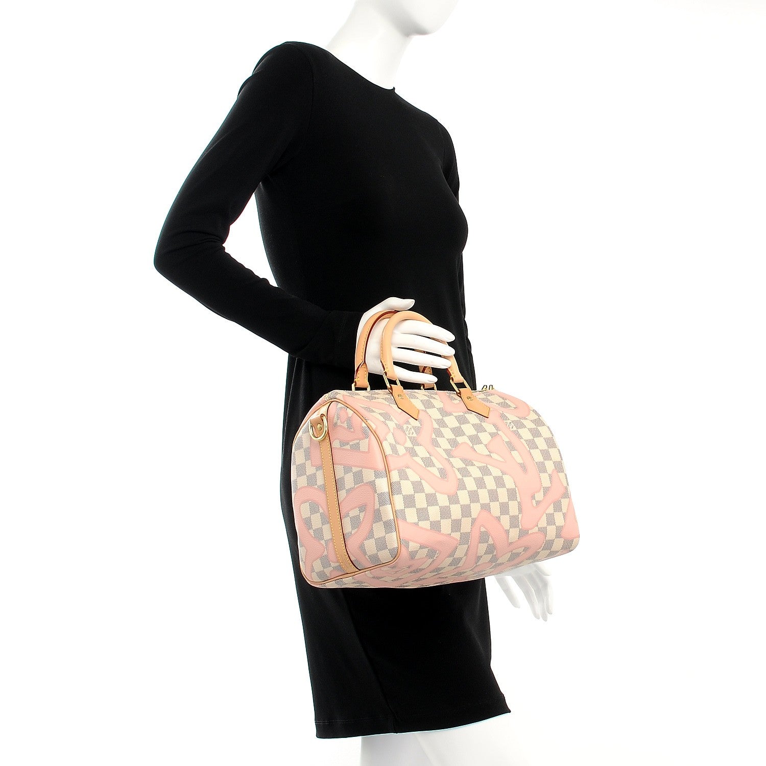 Louis Vuitton Damier Azur Tahitienne Speedy Bandouliere 30 Rose Ballerine 3 of 9
