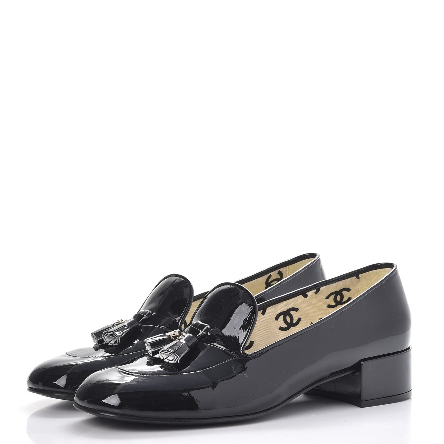 Patent Tassel Moccasin Loafers 41 Black