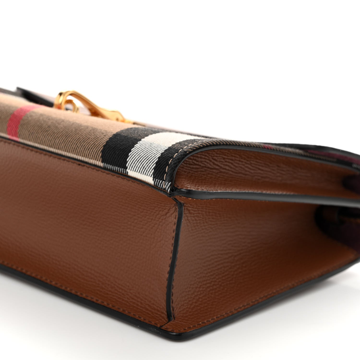 Burberry Derby Calfskin House Check Small Macken Crossbody Bag Tan 9 of 9