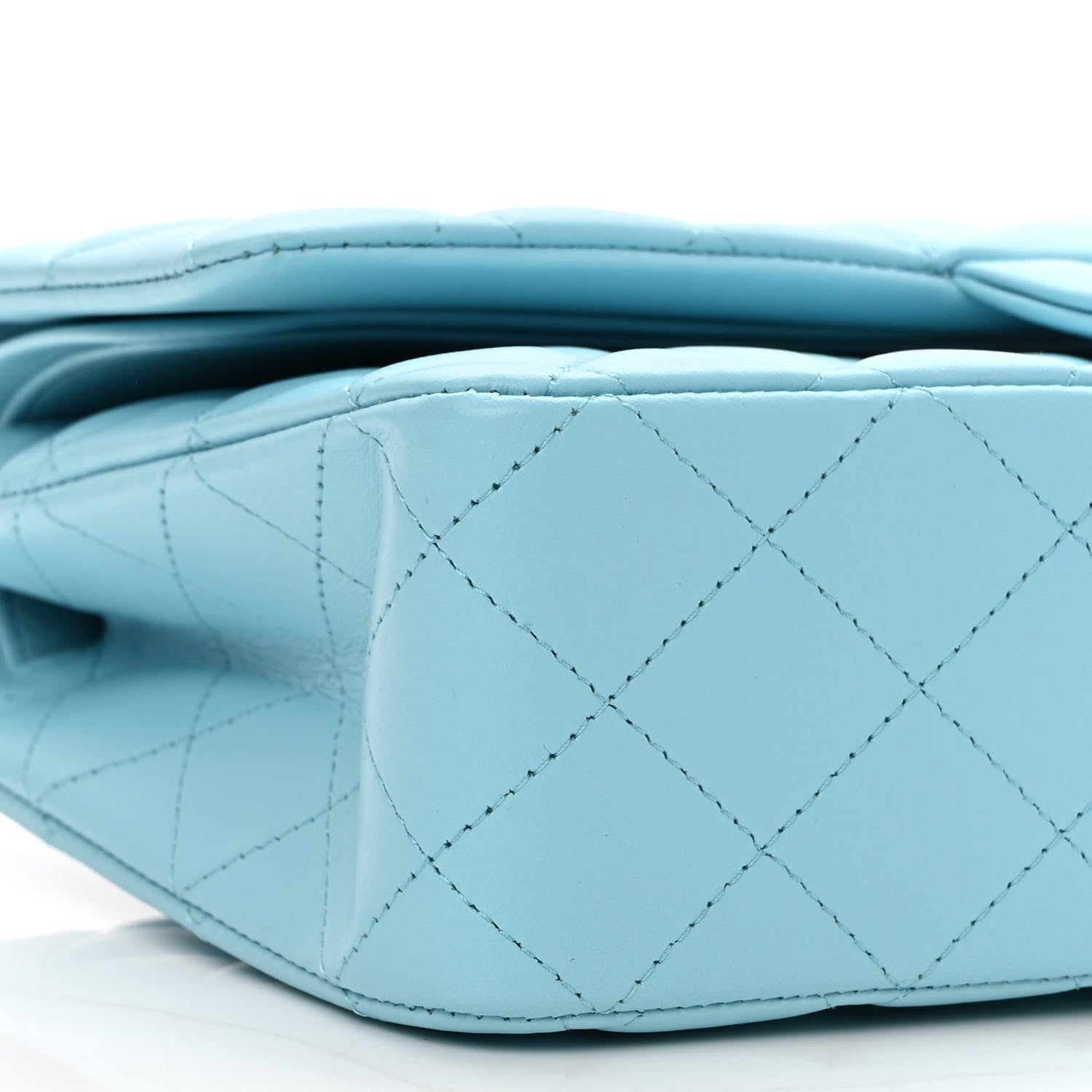 Chanel Lambskin Quilted Medium Double Flap Neon Blue 9 of 11