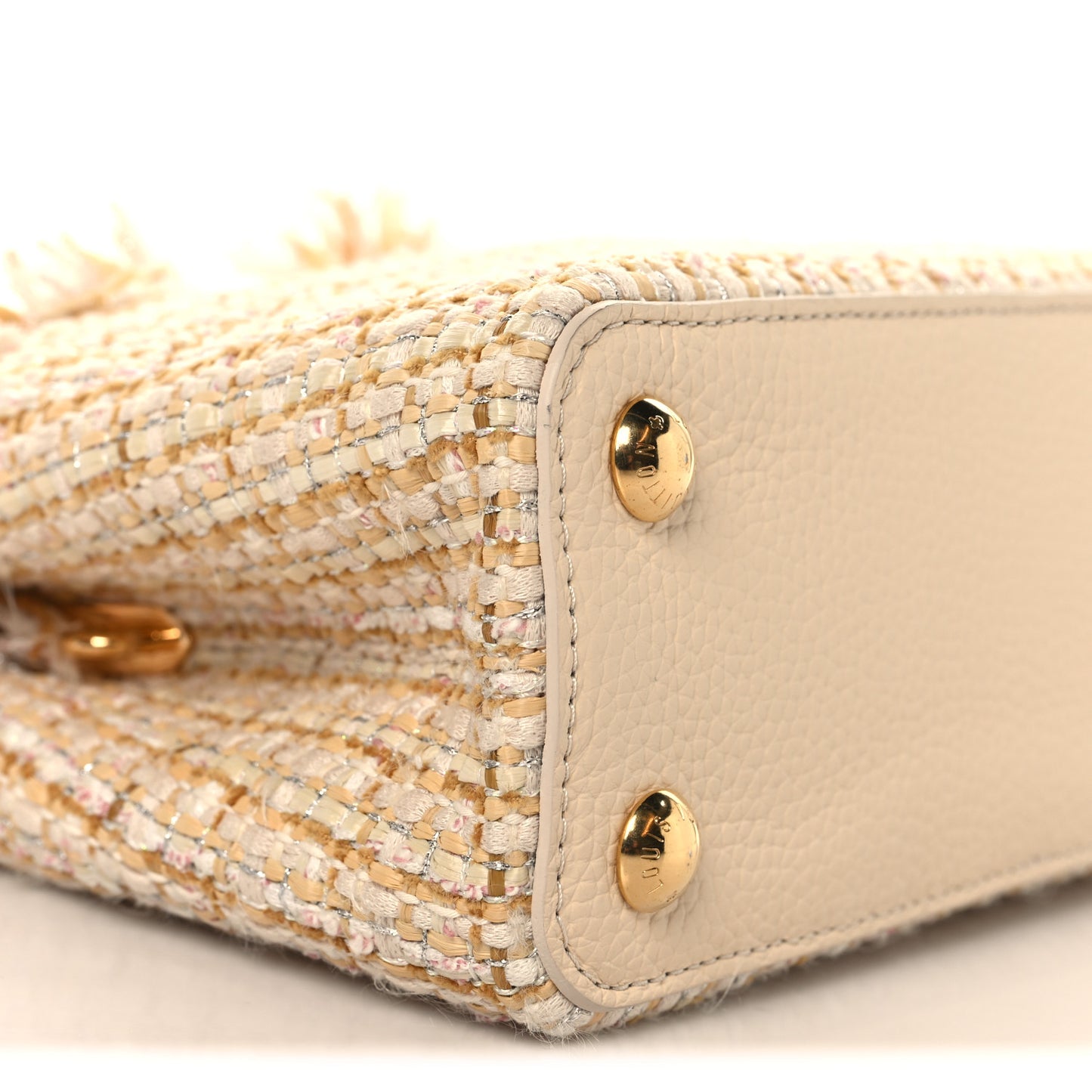 Tweed Taurillon Capucines BB Beige