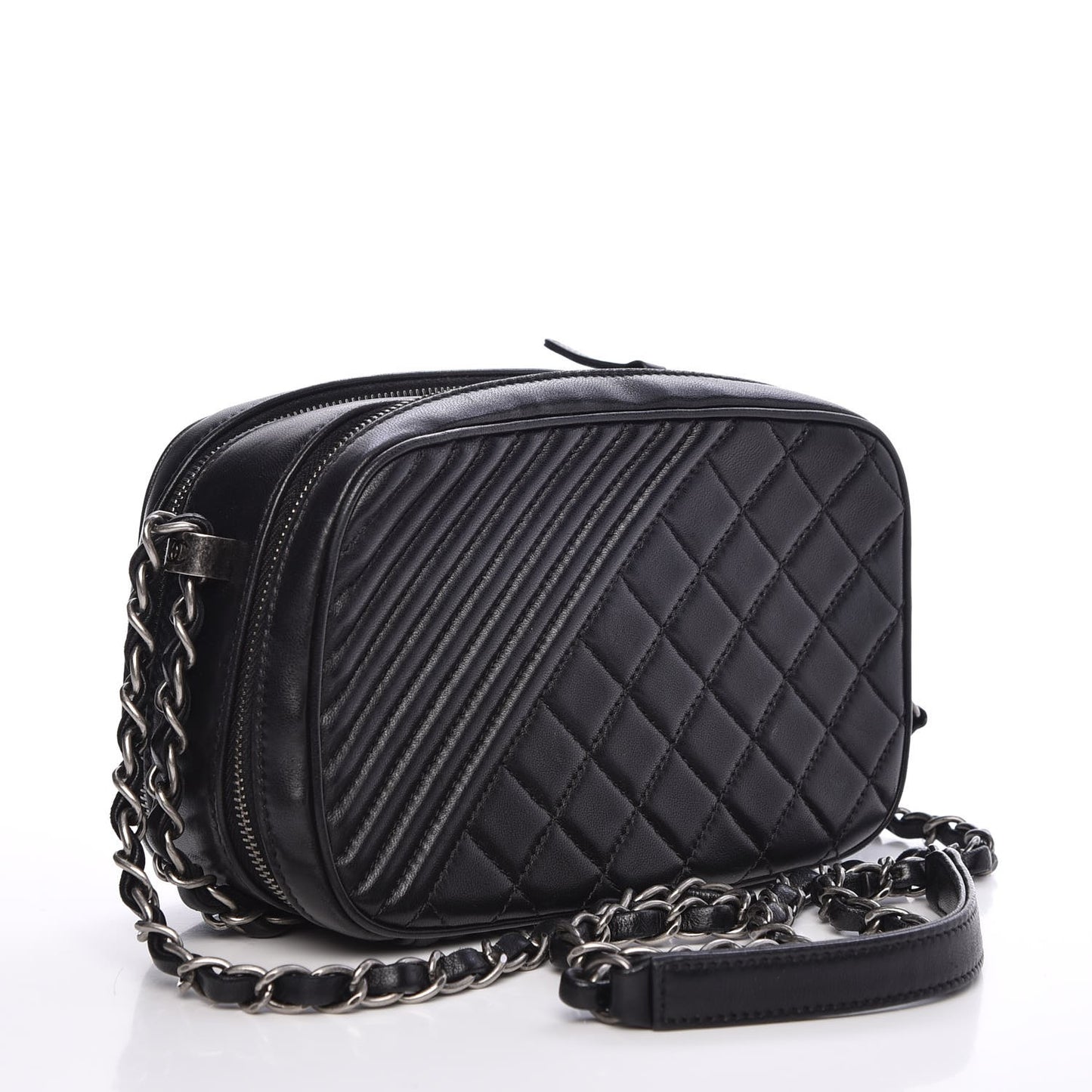 Lambskin Quilted Small Coco Boy Camera Case Black