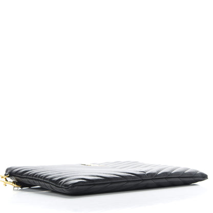 Saint Laurent Calfskin Matelasse Monogram Cassandre Tablet Pouch Black 4 of 9