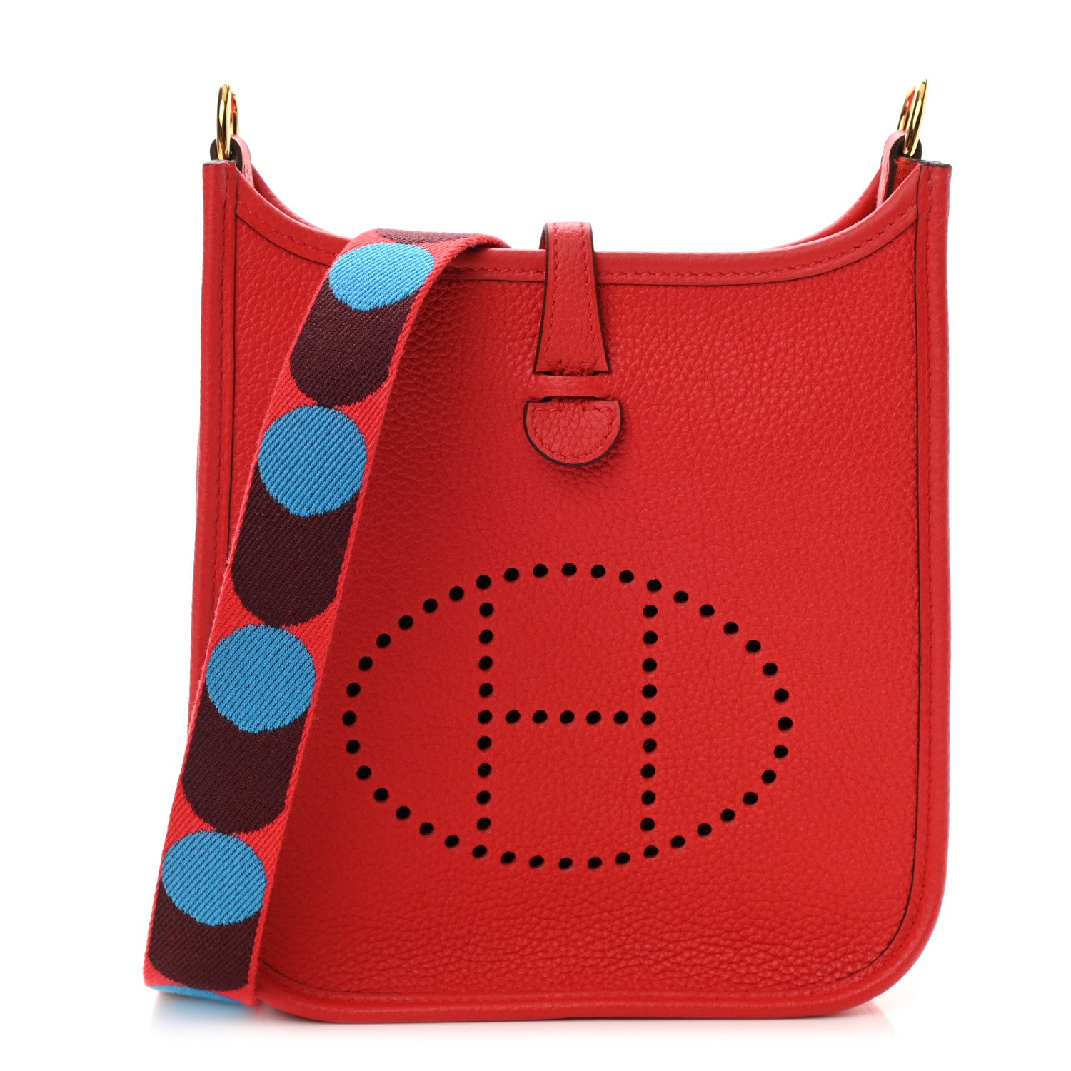Hermes Taurillon Maurice Flipperball Sangle Evelyne TPM Rouge De Coeur Bleu Frida 1 of 10
