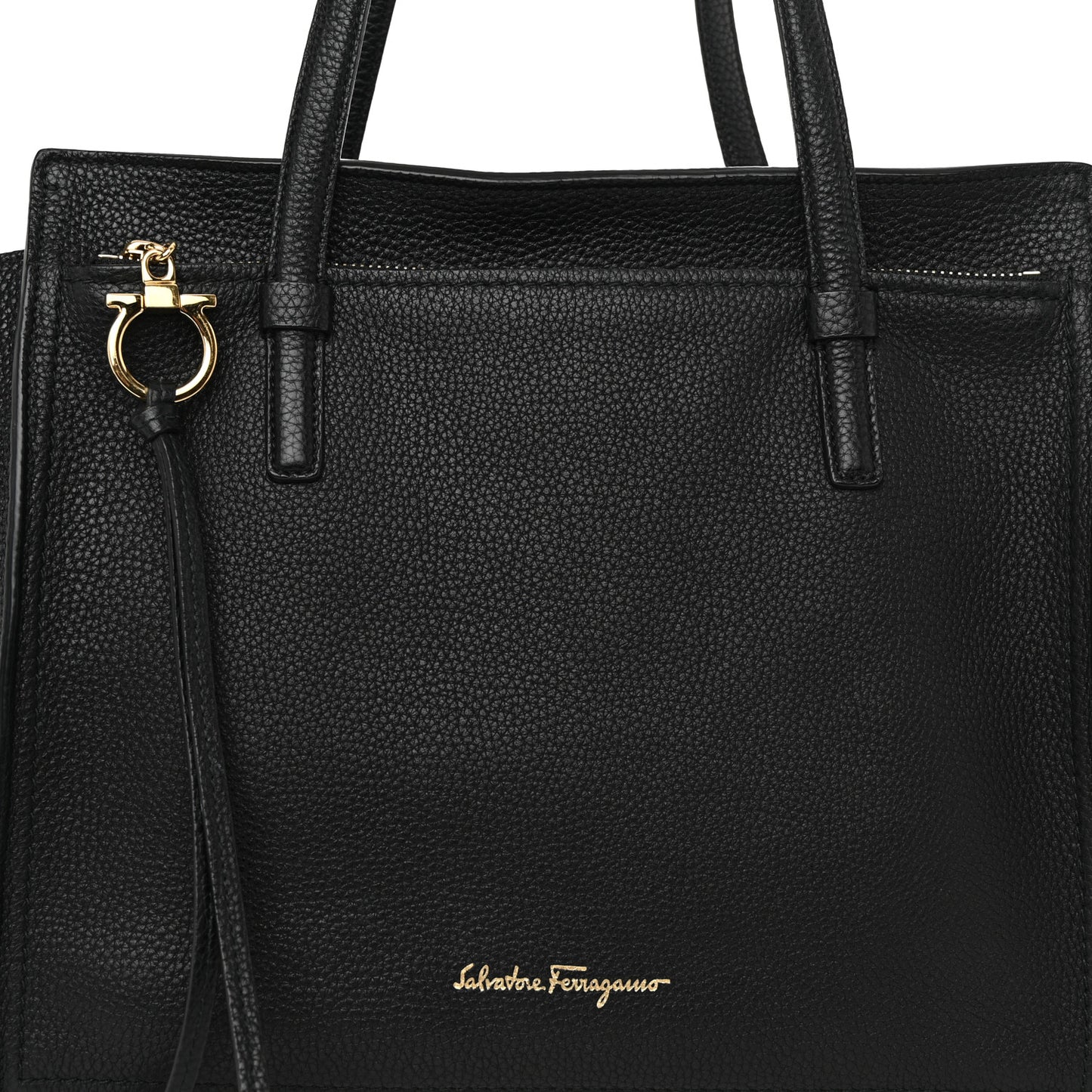 Hammered Calfskin Double Handle Large Amy Tote Black