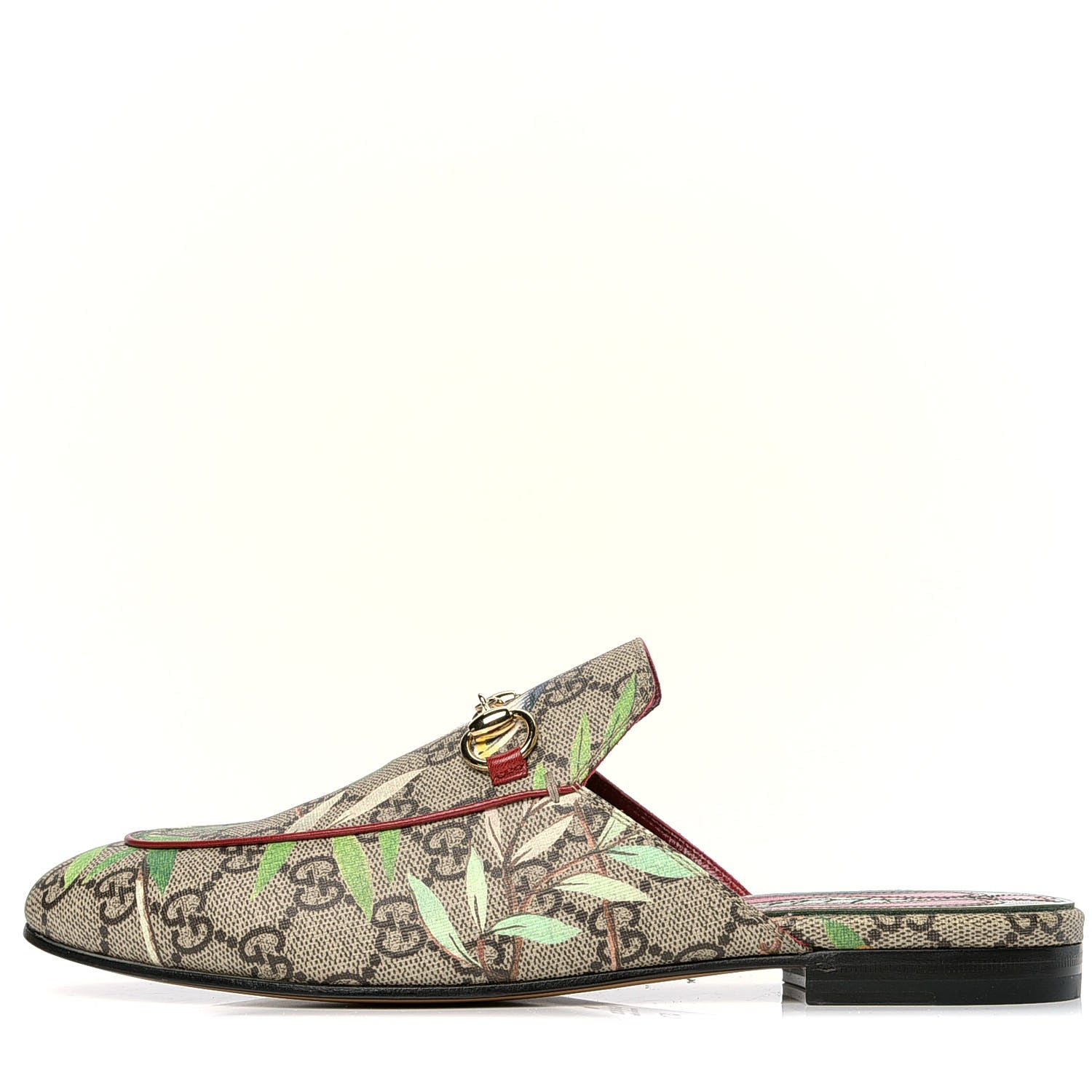 Gucci GG Supreme Monogram Tian Womens Princetown Slippers 37.5 Beige Ebony Multicolor 1 of 4
