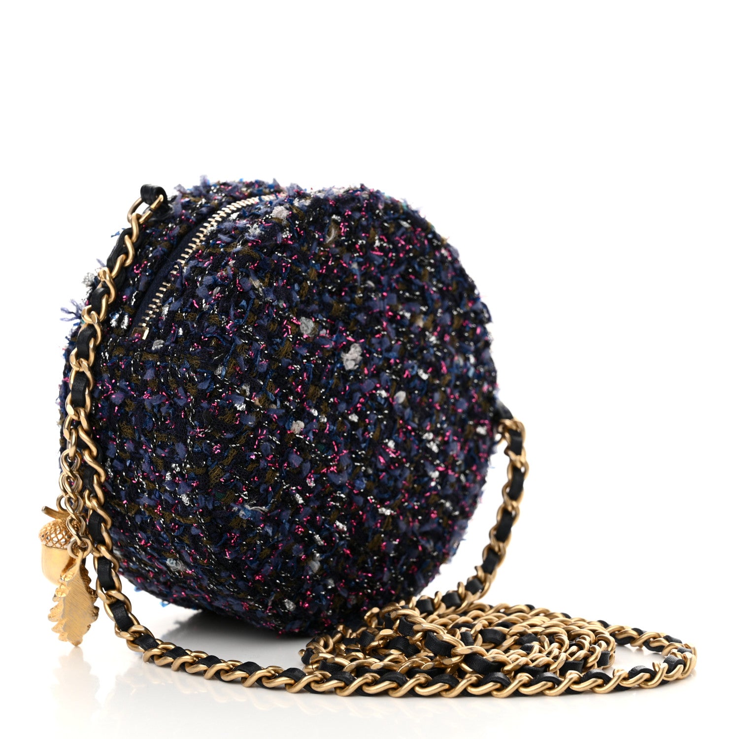 Chanel Tweed Quilted Round Clutch With Chain Multicolor 3 of 12