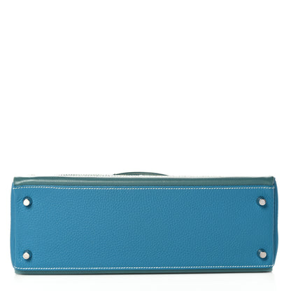 Hermes Veau Doblis Taurillon Clemence Evergrain Ghillies Kelly Retourne 32 Turquoise Ciel 6 of 38