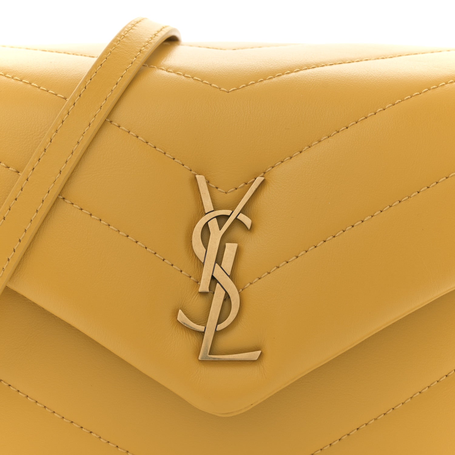 Saint Laurent Calfskin Y Quilted Monogram Toy Loulou Crossbody Bag Saffran 8 of 11