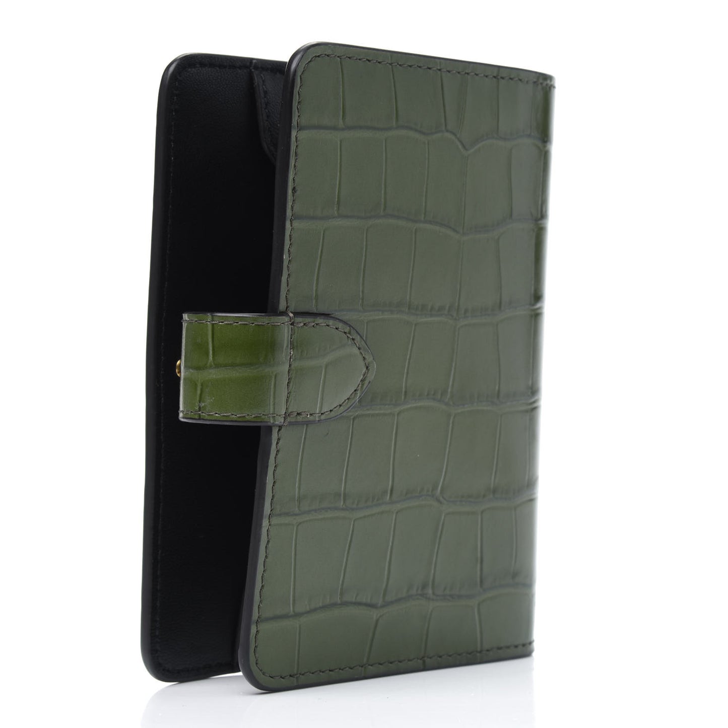 Calfskin Crocodile Embossed Postman's Lock Agenda Green