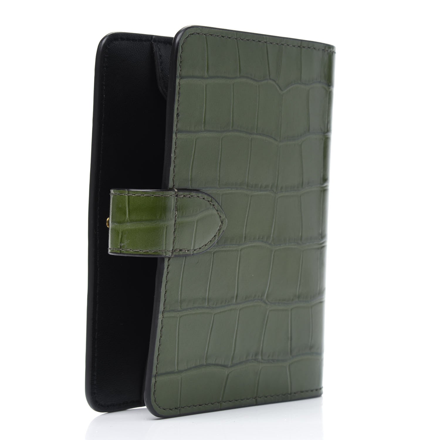 Mulberry Calfskin Crocodile Embossed Postman's Lock Agenda Green 3 of 9