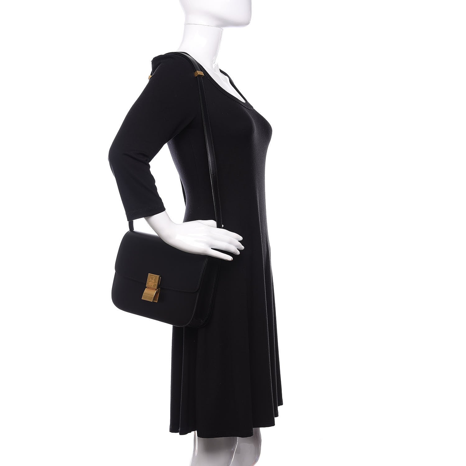 Celine Box Calfskin Medium Classic Box Flap Bag Black 2 of 9