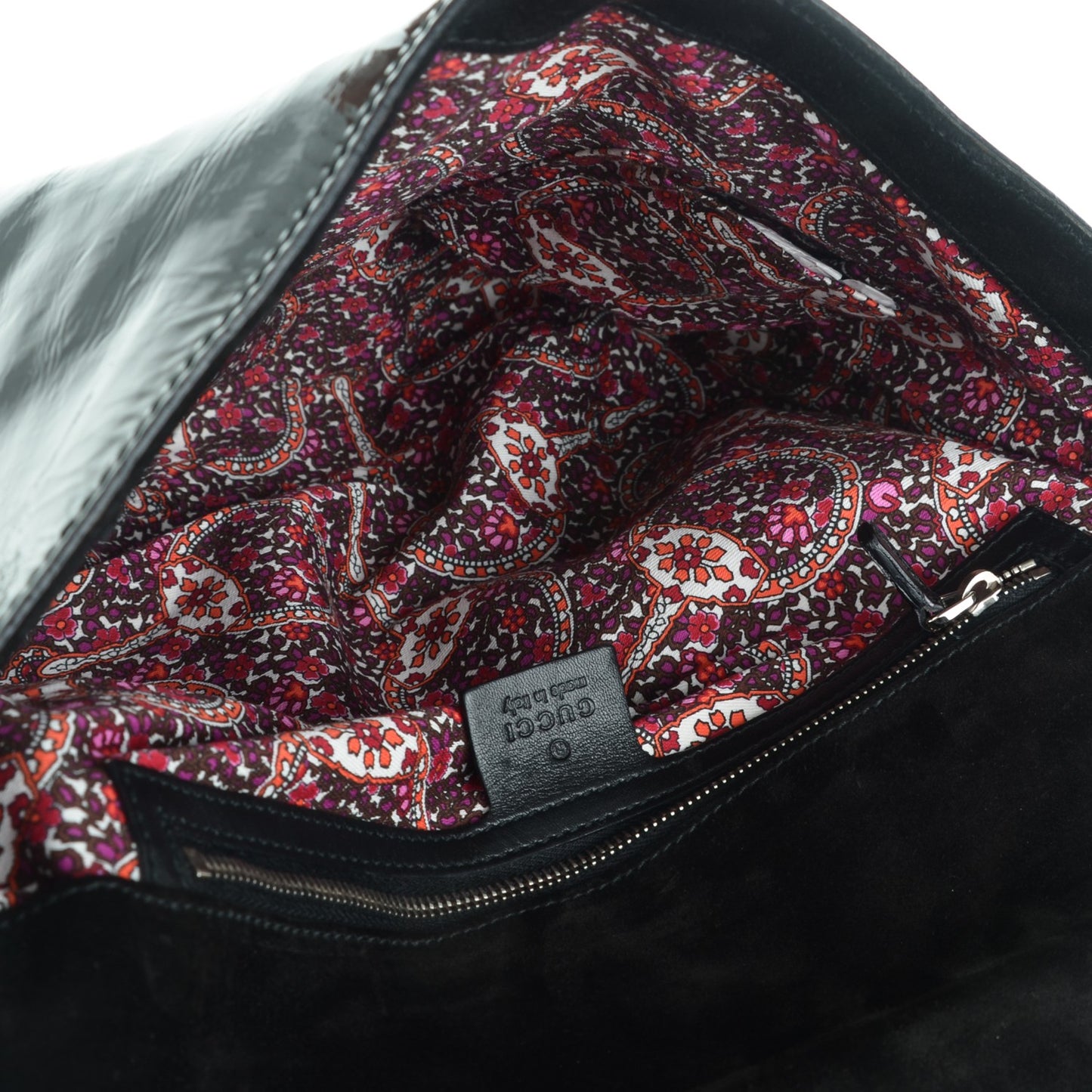 Patent Calfskin Medium Romy Shoulder Bag Black