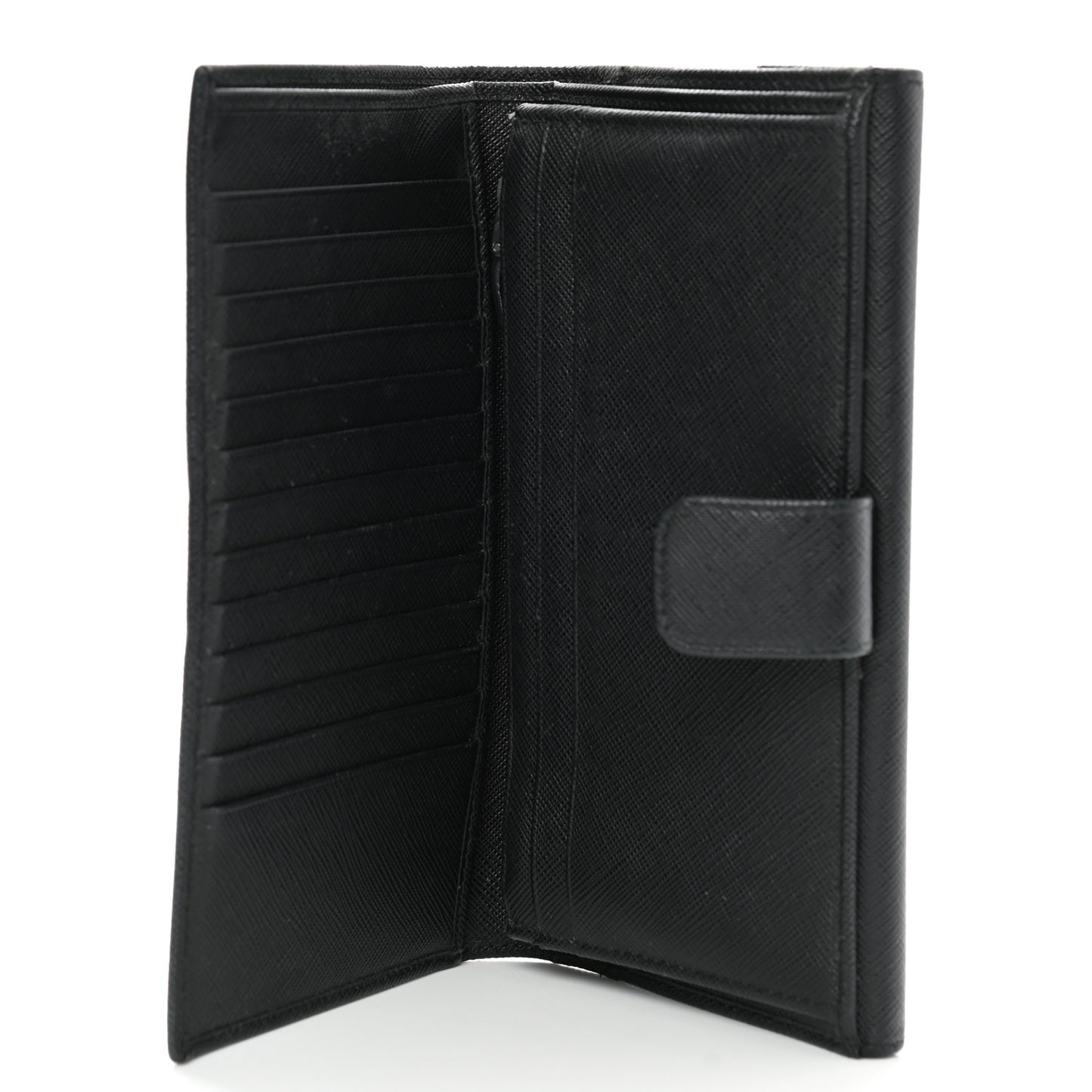 Saffiano Triangle Continental Flap Wallet Black