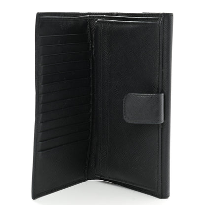 Prada Saffiano Triangle Continental Flap Wallet Black 5 of 10