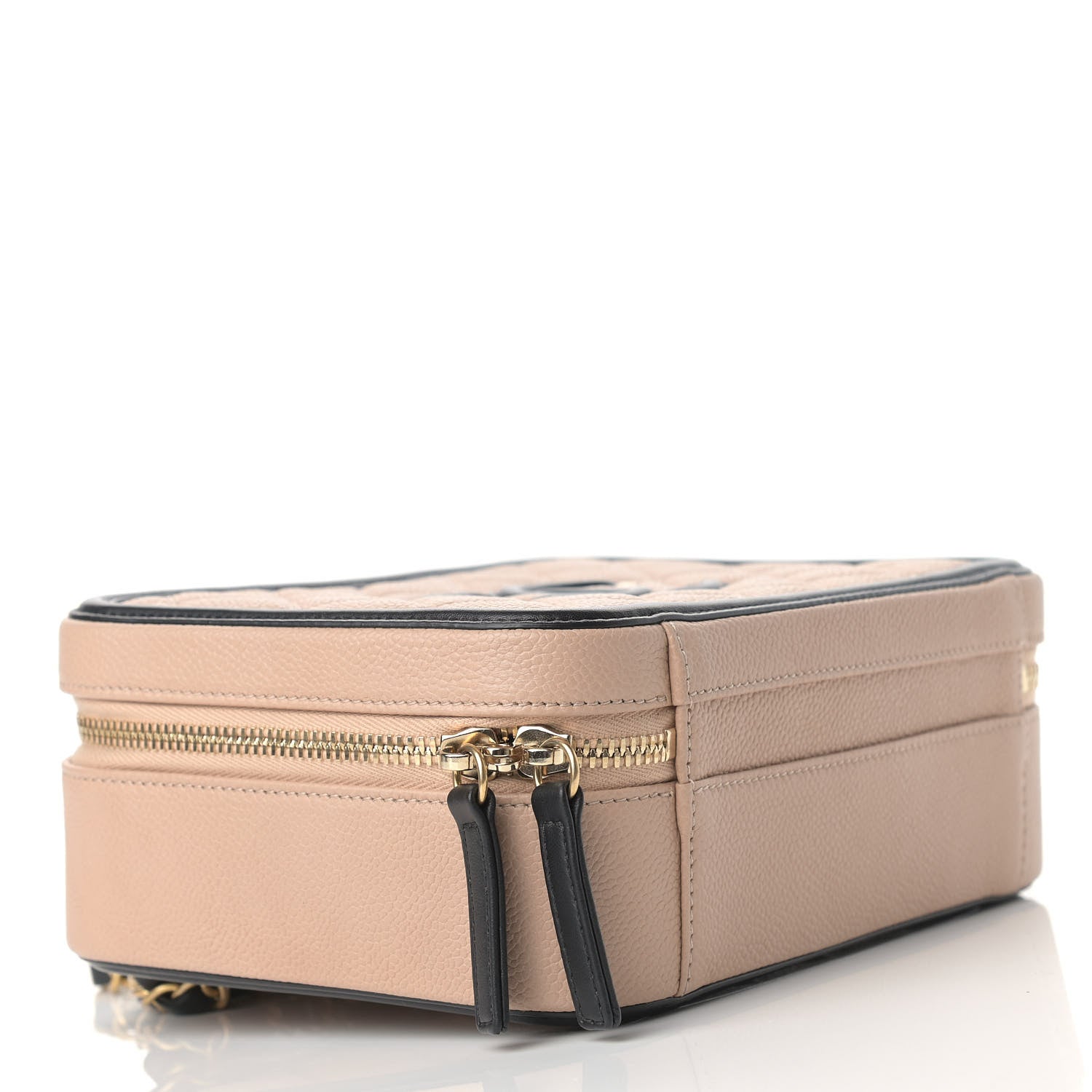 Chanel Caviar Quilted Medium CC Filigree Vanity Case Beige Black 4 of 9