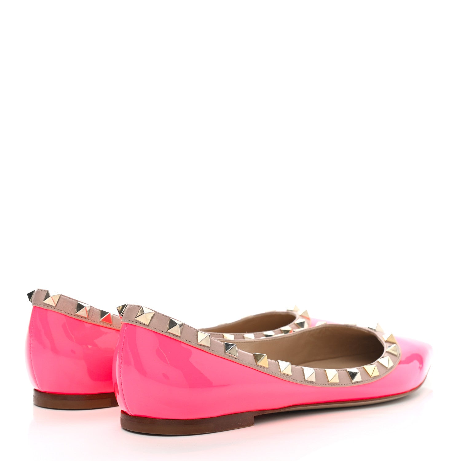 Valentino Garavani Patent Nappa Rockstud Ballerina Flats 37 Fuxia Fluo Poudre 5 of 9