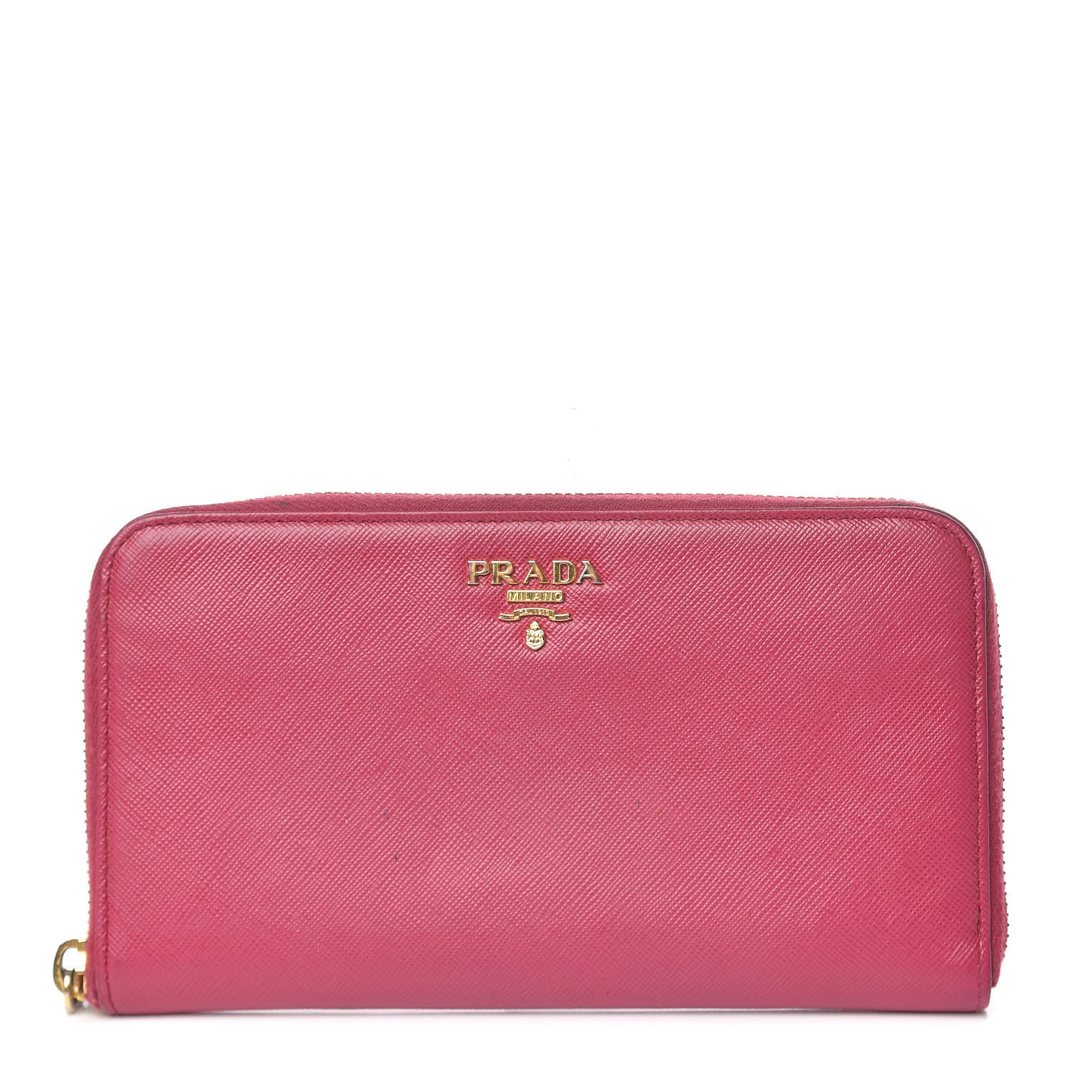 Prada Saffiano Zip Around Wallet Peonia 1 of 17