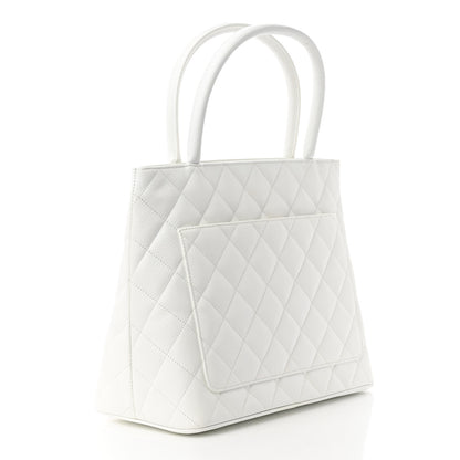 Chanel Caviar Quilted Medallion Tote White 3 of 16