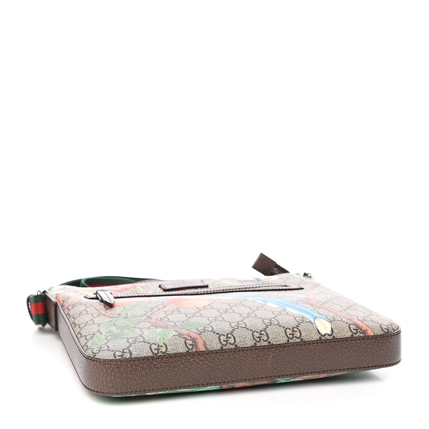 GG Supreme Monogram Tian Web Medium Flat Messenger Beige Multicolor New Acero