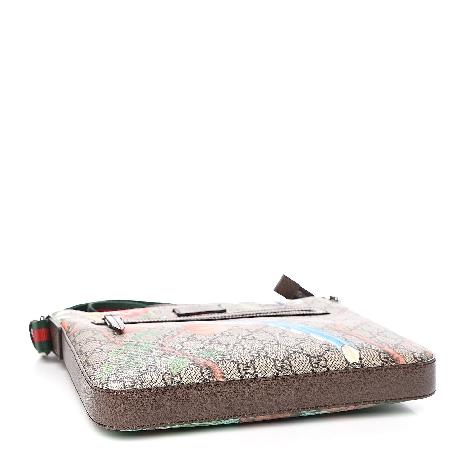 Gucci GG Supreme Monogram Tian Web Medium Flat Messenger Beige Multicolor New Acero 4 of 10