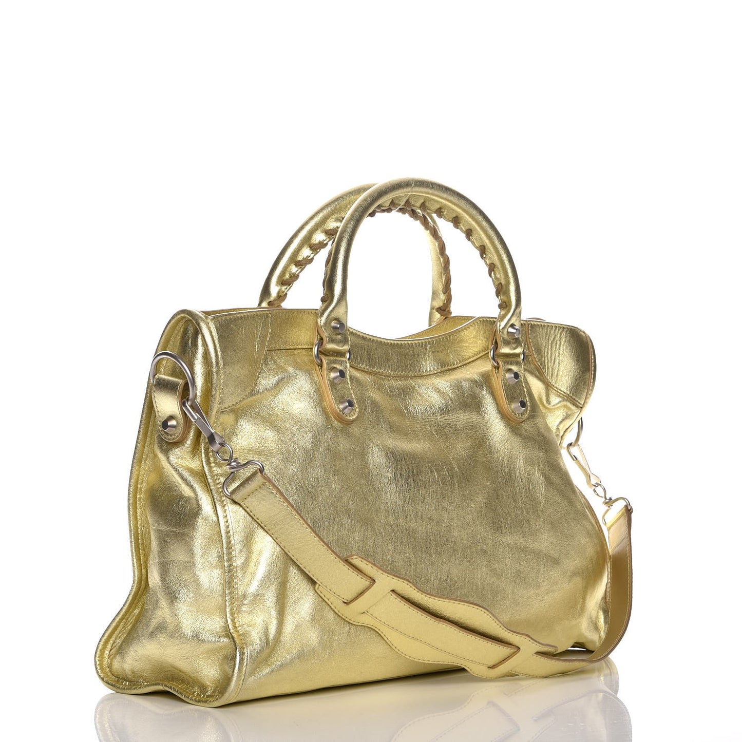 Laminated Agneau Classic Silver Hardware City Gold