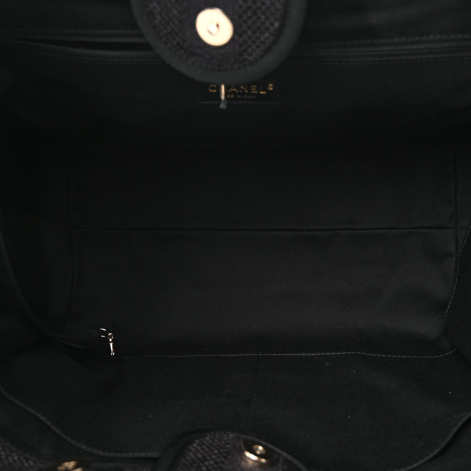 Chanel Mixed Fibers Calfskin Striped Deauville Tote Black 5 of 10