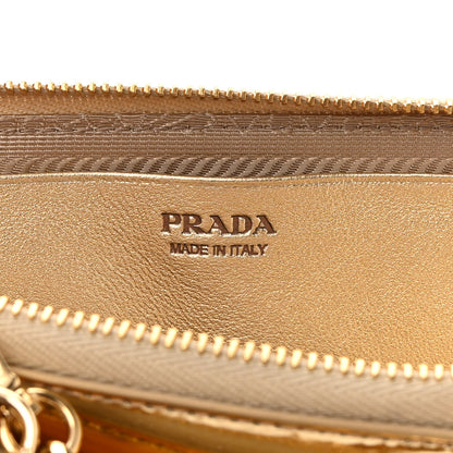Prada Metallic Vitello Studded Mini Triangle Crossbody Pouch Platino 7 of 10