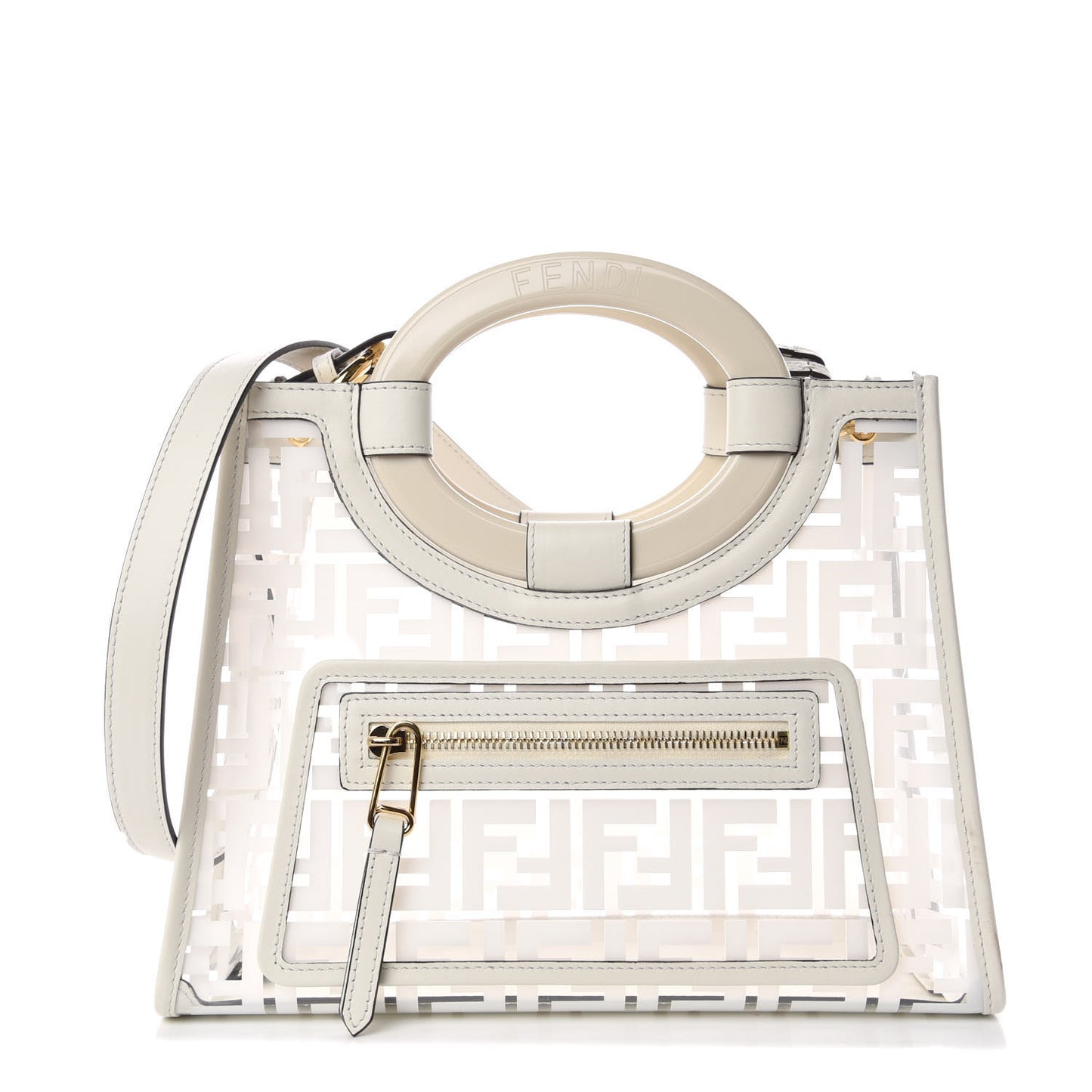 TPU FF Vitello Century Plexiglass Small Runaway Shopper Tote White