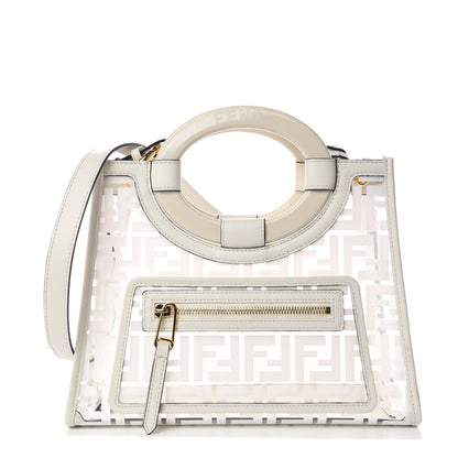Fendi TPU FF Vitello Century Plexiglass Small Runaway Shopper Tote White 1 of 7