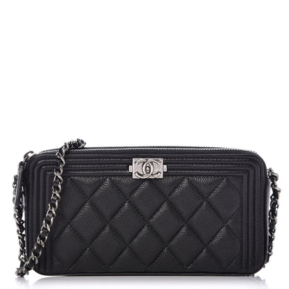 Chanel Caviar Quilted Small Boy Clutch With Chain Black 1 of 9