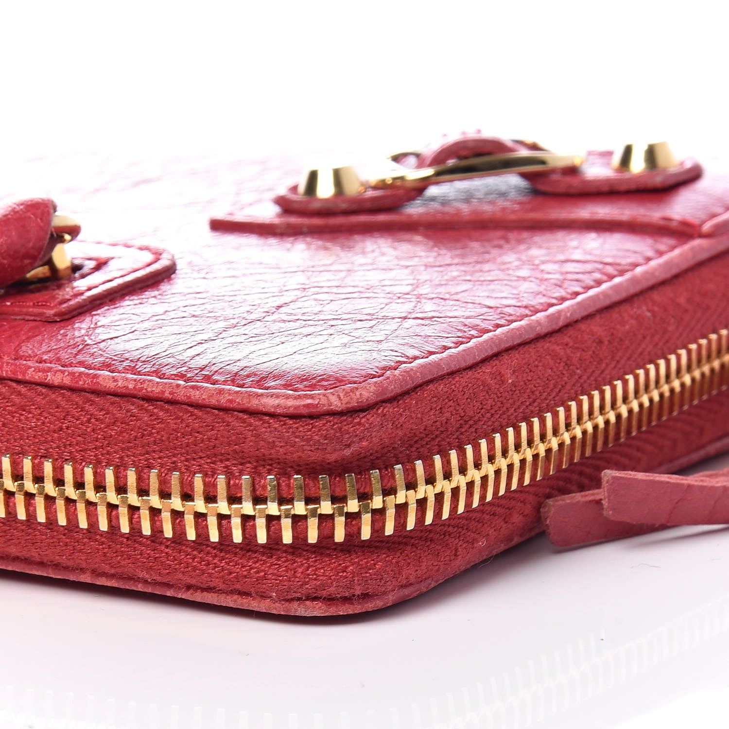 Balenciaga Agneau Classic Gold Hardware Continental Zip Around Wallet Rouge Sapphire 15 of 15