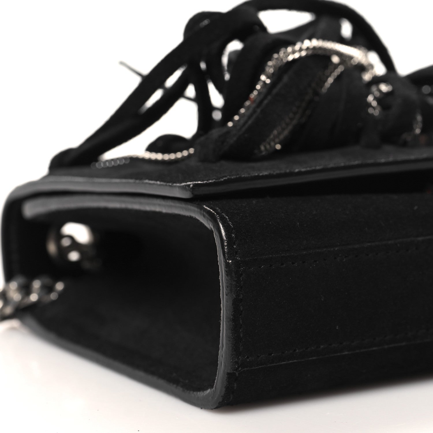Saint Laurent Suede Fringe Chain Small Monogram Satchel Black 8 of 10