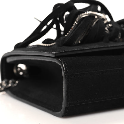Saint Laurent Suede Fringe Chain Small Monogram Satchel Black 8 of 10