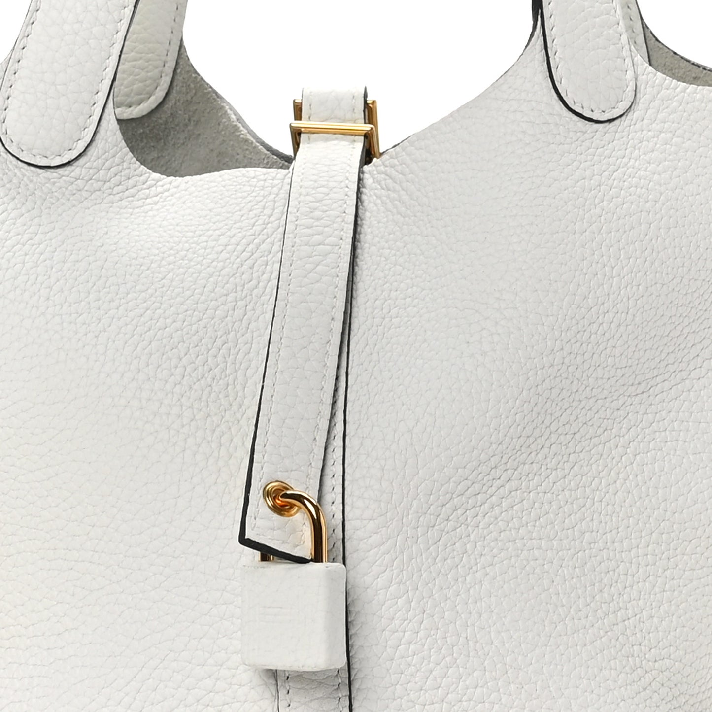 Taurillon Clemence Picotin Lock 18 PM New White
