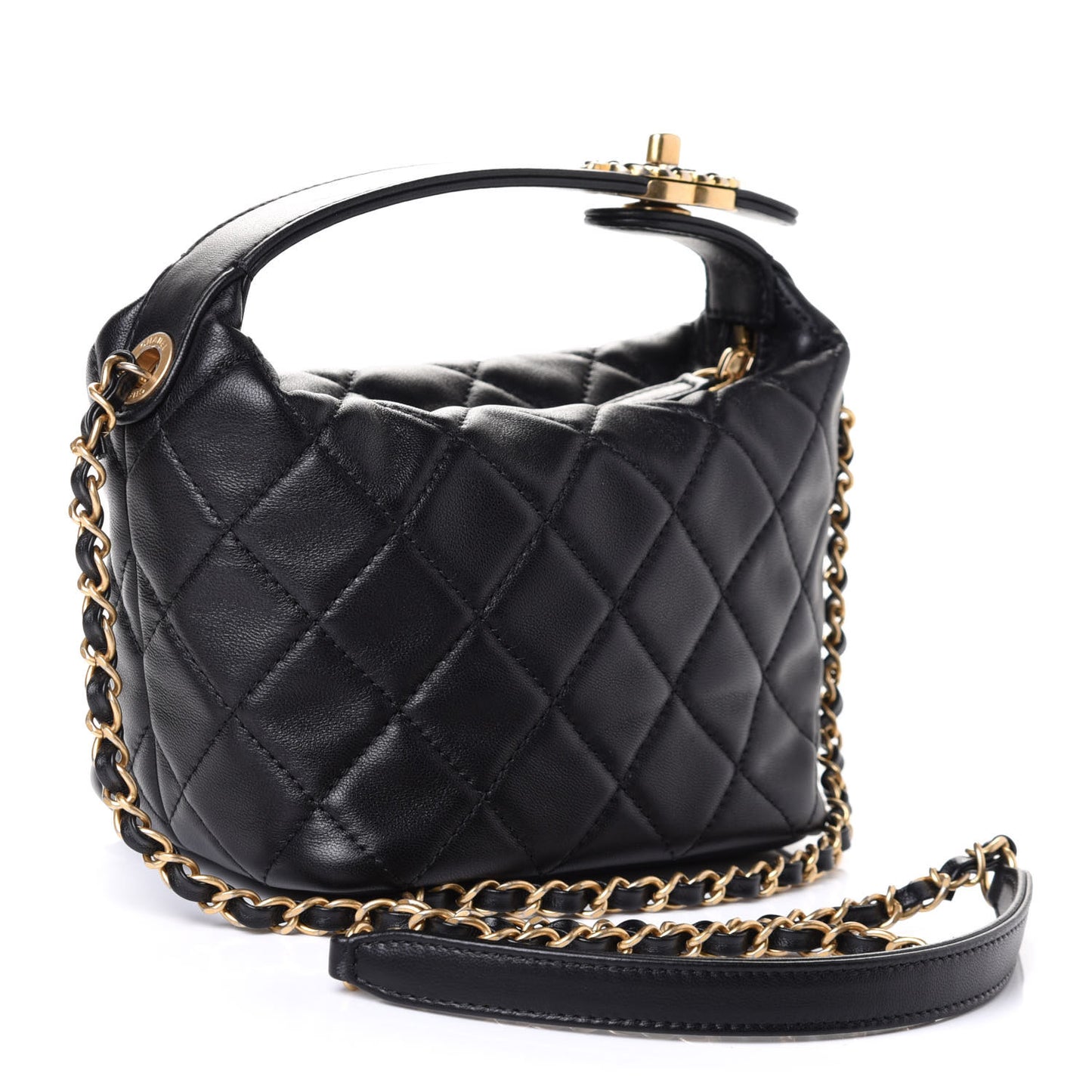 Lambskin Quilted Small Perfect Meeting Hobo Black
