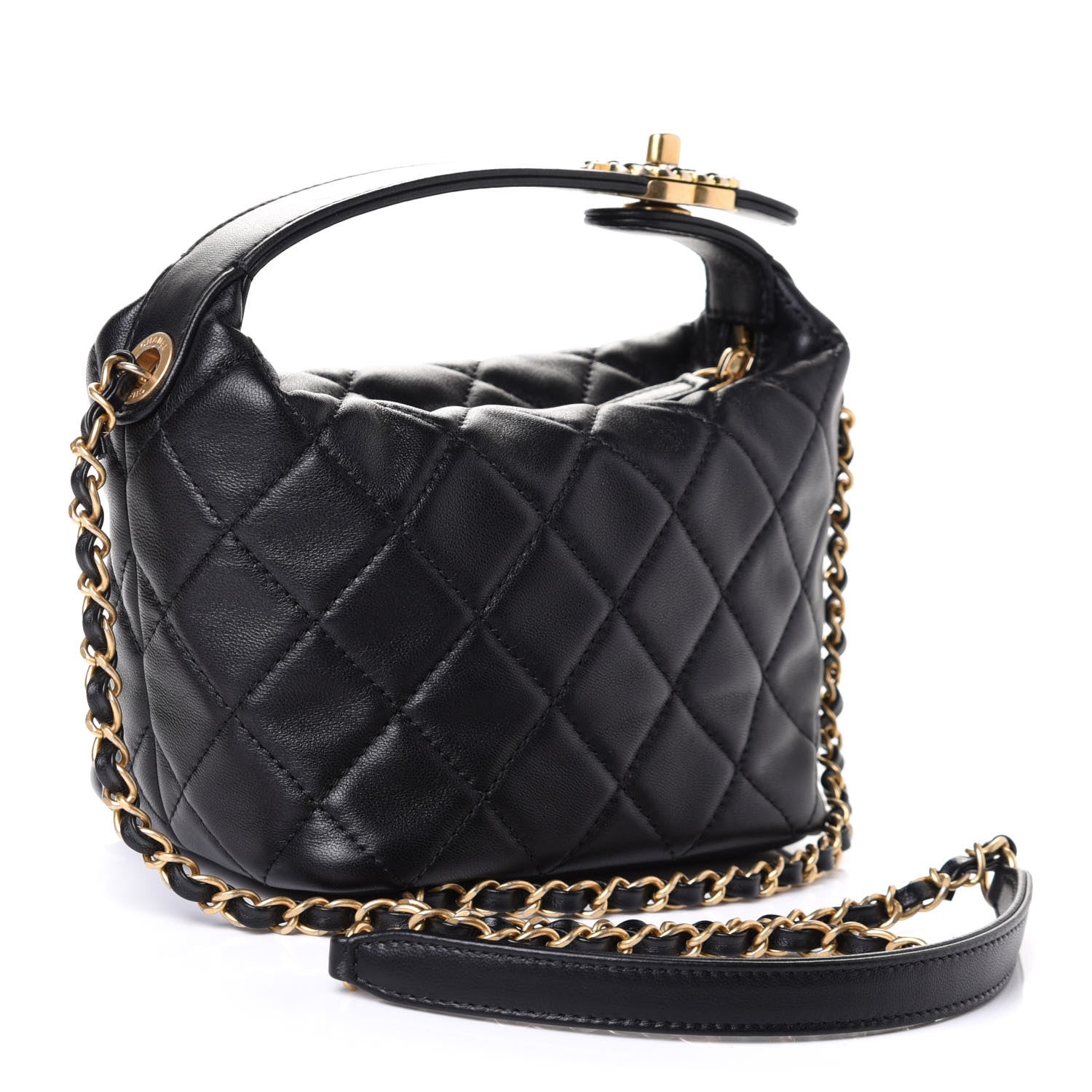 Chanel Lambskin Quilted Small Perfect Meeting Hobo Black 2 of 5