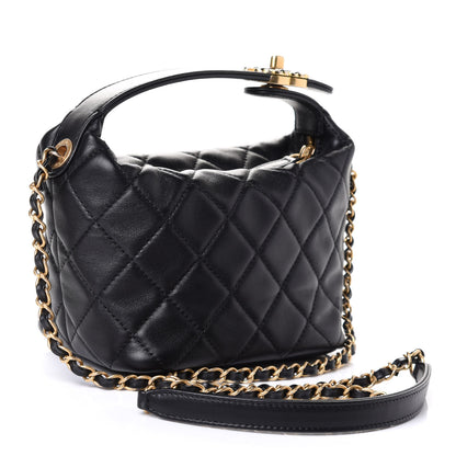 Chanel Lambskin Quilted Small Perfect Meeting Hobo Black 2 of 5