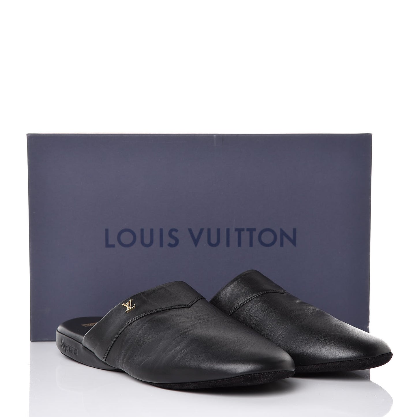 X SUPREME Lambskin Mens Hugh Slippers 6 Black
