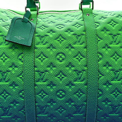 Louis Vuitton Taurillon Illusion Keepall Bandouliere 50 Bleu Vert 6 of 10