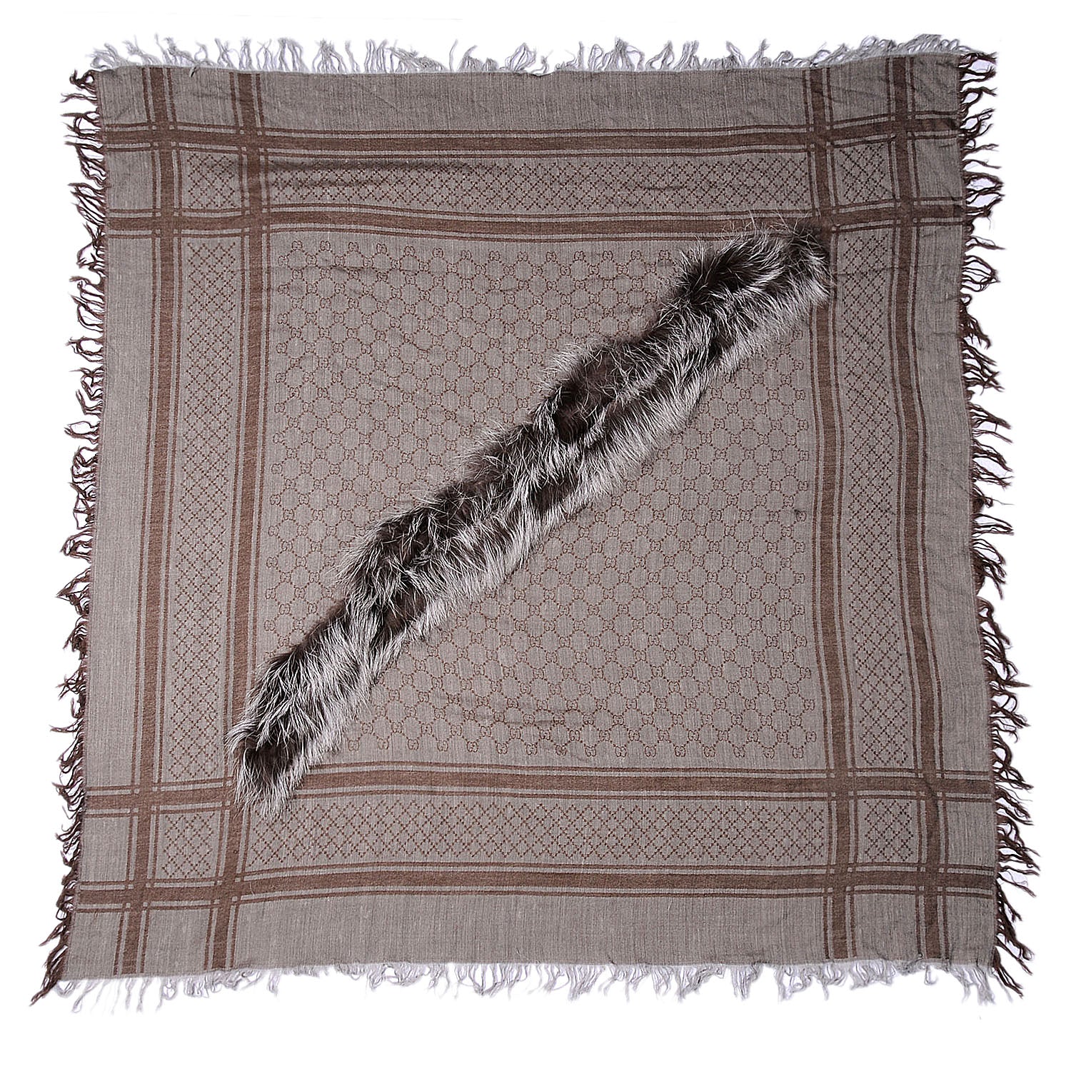 Gucci Brown and Gray Fox Fur Shawl 2 of 4