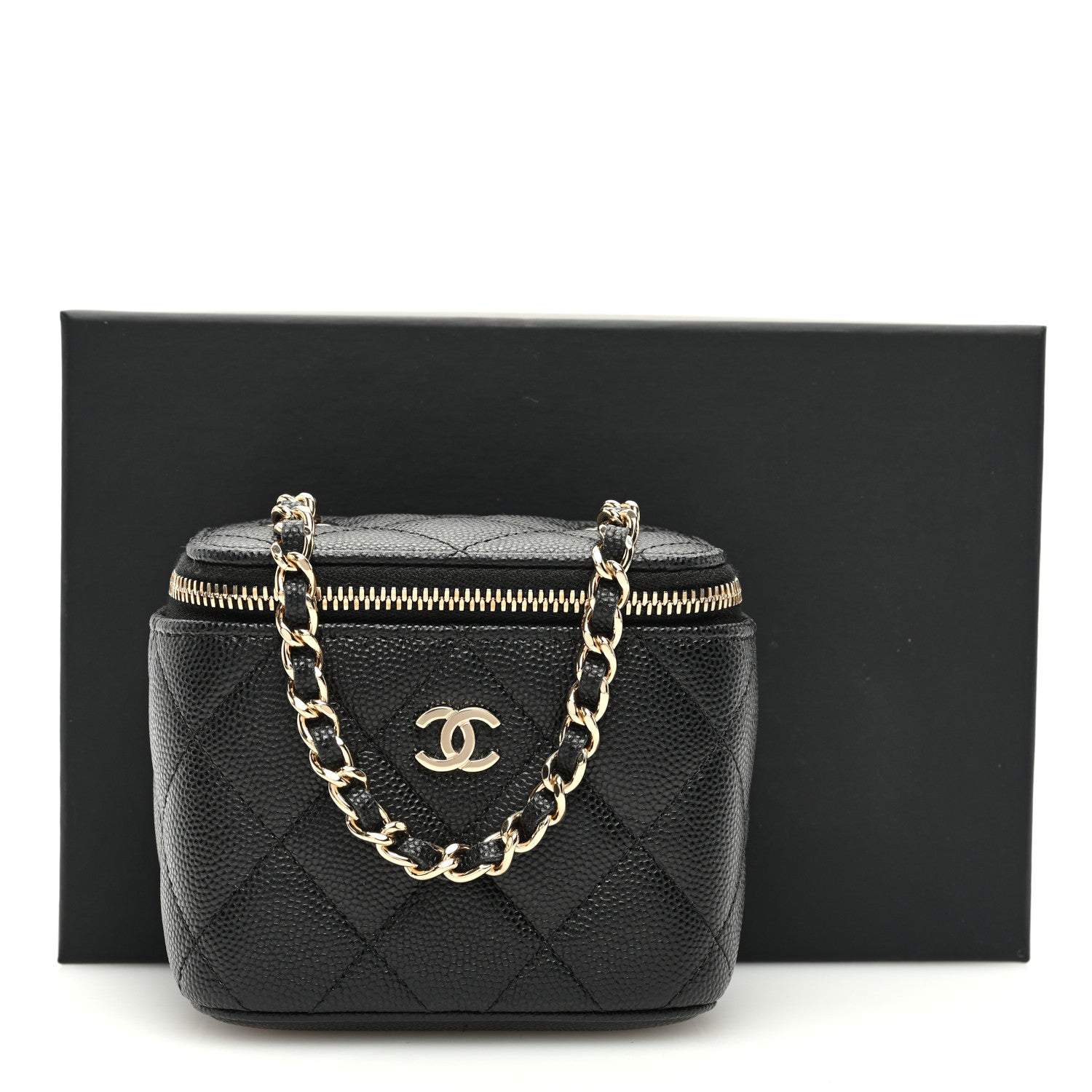 Chanel Caviar Quilted Mini Vanity Case With Chain Black 11 of 11