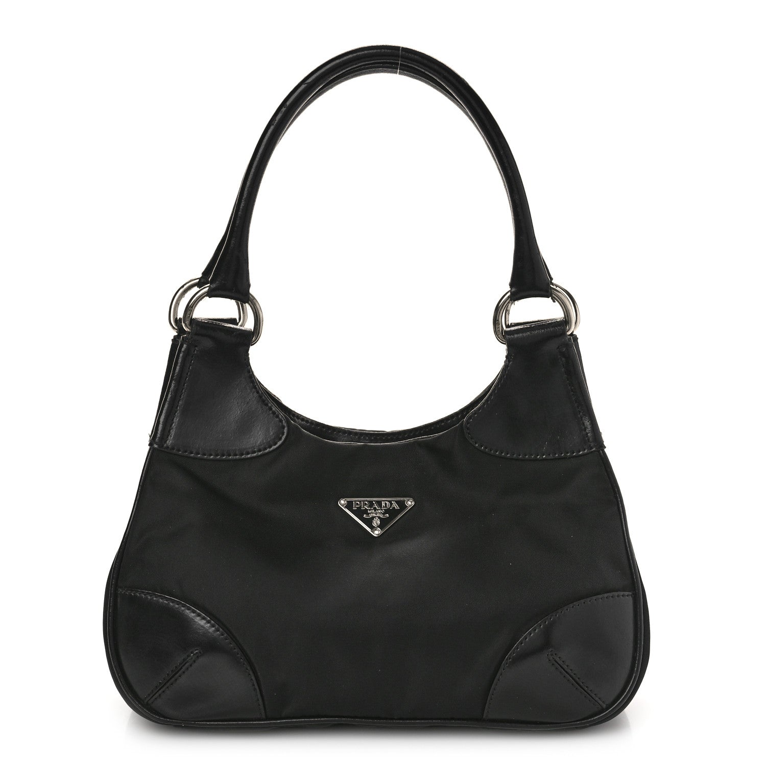 Prada Tessuto Nylon Calfskin Shoulder Bag Black 1 of 8