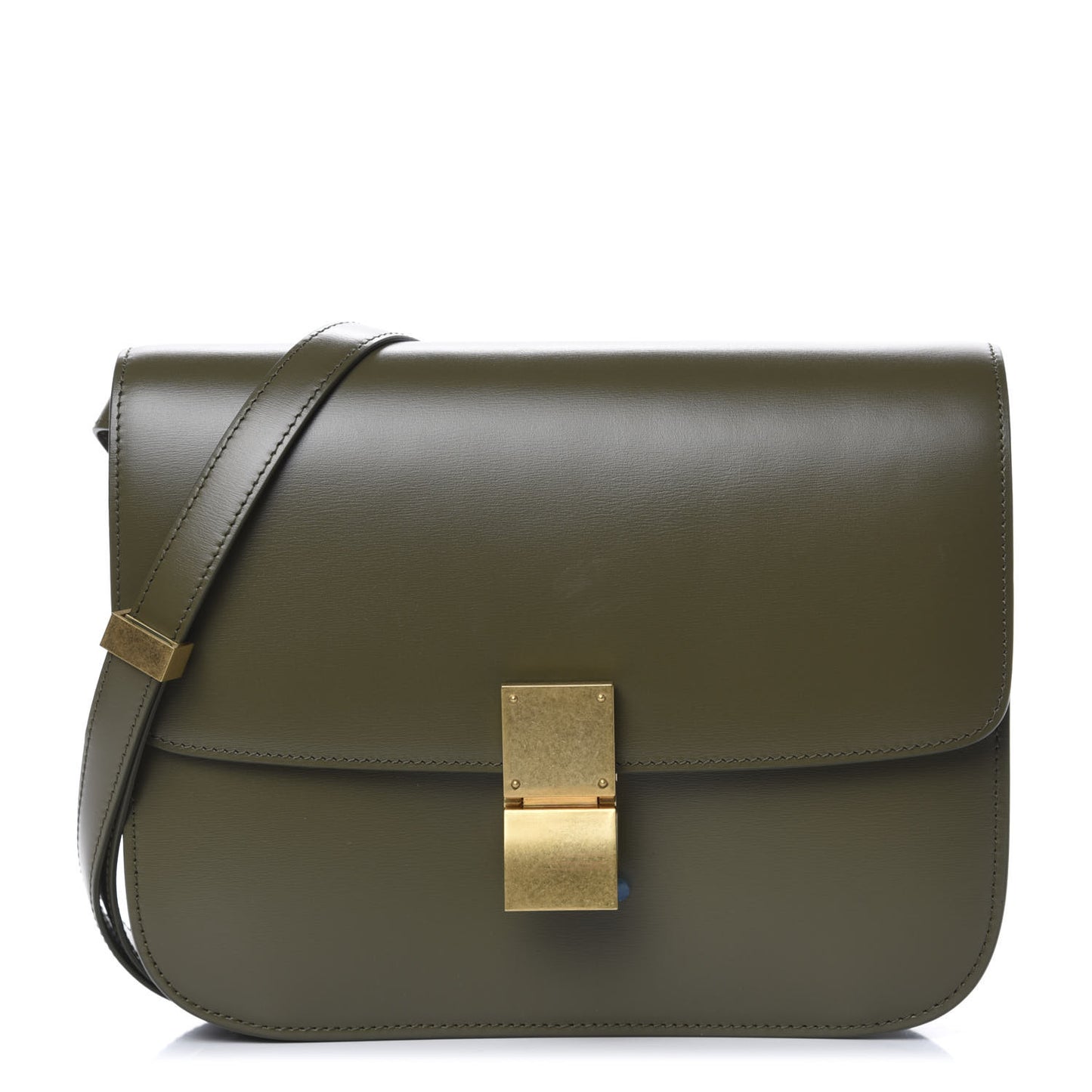 Box Calfskin Classic Box Medium Flap Bag Army Green