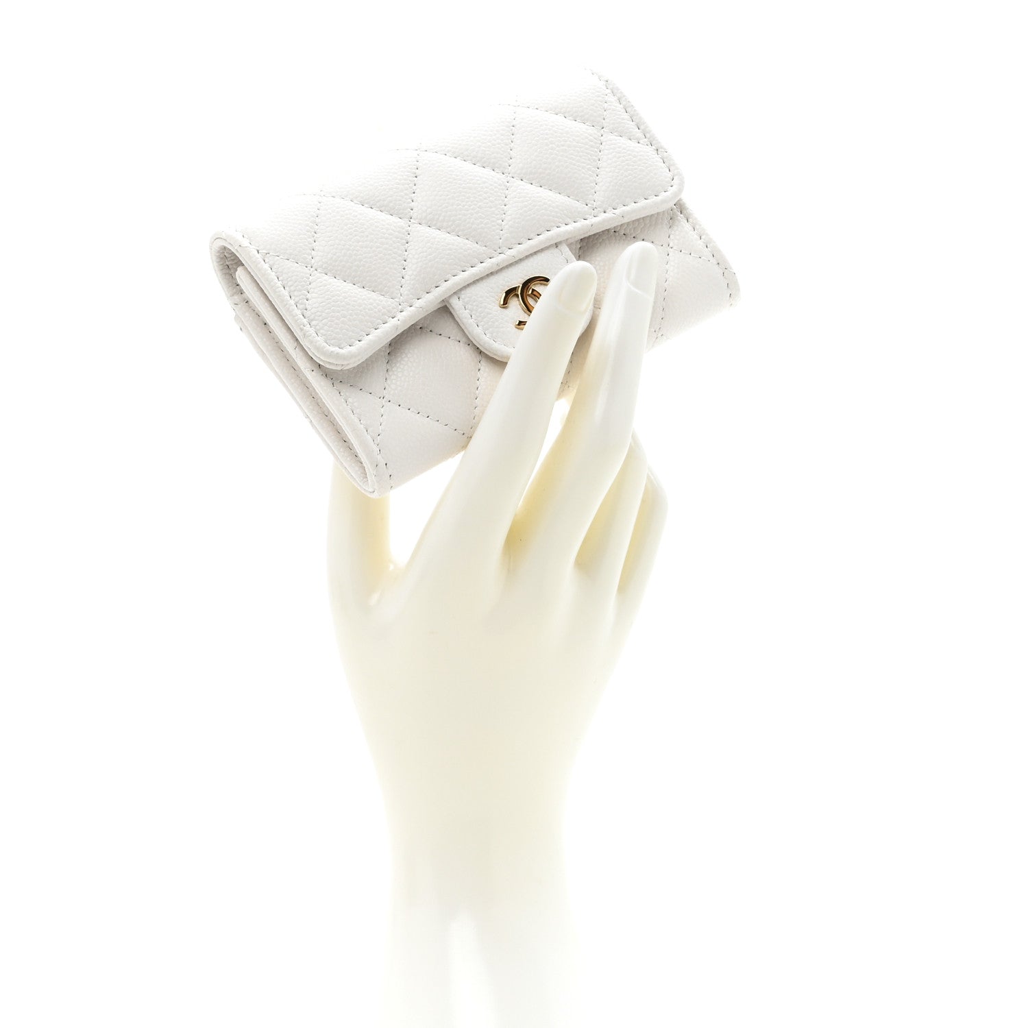 Chanel Caviar Quilted Flap Card Holder Wallet White 2 of 10